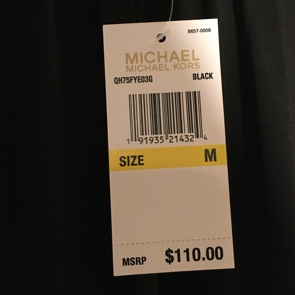 NWT Michael Kors Slit Shoulder Womens Black  Top - Picture 3 of 7